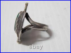 ANTIQUE VINTAGE NAVAJO INDIAN STERLING SILVER JADE GREEN TURQUOISE RING sz8.25