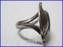 ANTIQUE VINTAGE NAVAJO INDIAN STERLING SILVER JADE GREEN TURQUOISE RING sz8.25