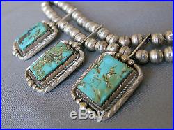 ARCHIE MARTINEZ Navajo Sterling Silver Turquoise SQUASH BLOSSOM NECKLACEC879
