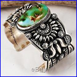 A+ Darryl Becenti Navajo Natural Royston Turquoise Bracelet Sterling Silver. A