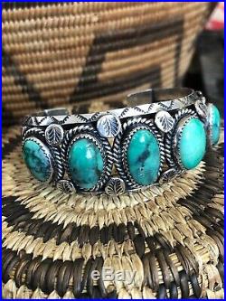 A+ Handsome Estate Cuff BRACELET Navajo Southwest Sterling Silver & Turquoise