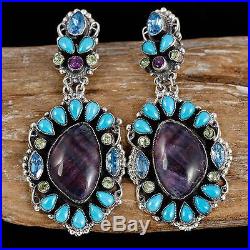 A+ LEO FEENEY Couture Lavendar Dance Turquoise Earrings Sterling Silver