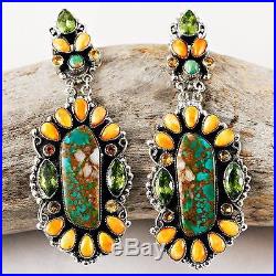 A+ LEO FEENEY Sacred High Mesa Turquoise Cluster Earrings Sterling Silver