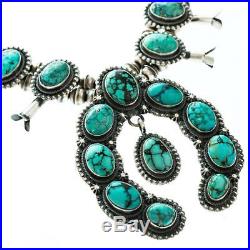 A+ Native American Jewelry Lot Turquoise Sterling Silver Squash Blossom Necklace