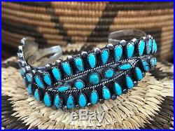 A+ Old Cuff BRACELET Navajo / Zuni Sterling Silver & Teardrop Turquoise By Begay