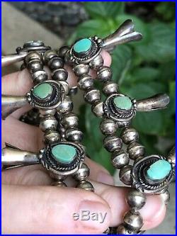 A+ Old Pawn Navajo Southwest Squash Blossom Necklace Sterling Silver & Turquoise