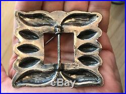 A+ Old Pawn Navajo Southwestern Sterling Silver & Turquoise Belt Buckle