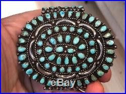 A+ Old! Teardrop Zuni / Navajo Turquoise & Sterling Silver Cuff Bracelet