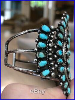 A+ Old! Teardrop Zuni / Navajo Turquoise & Sterling Silver Cuff Bracelet