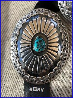 A+ Vintage Navajo Southwestern Sterling Silver & Turquoise Concho Belt & Buckle