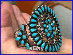 A+ Vintage Teardrop Zuni / Navajo Turquoise & Sterling Silver Cuff Bracelet