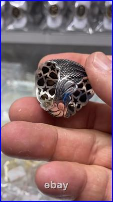 Aaa Quality Sterling 925 Silver Men's Jewelry Handgraved Nano Turquoise Ring