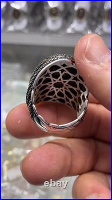 Aaa Quality Sterling 925 Silver Men's Jewelry Handgraved Nano Turquoise Ring