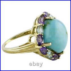 Adorable Turquoise Gemstone Jewelry Sterling Silver Yellow Color Ring