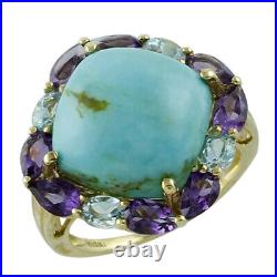 Adorable Turquoise Gemstone Jewelry Sterling Silver Yellow Color Ring