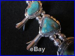 Al Yazzie Squash Blossom Necklace Burnham Turquoise and Sterling Silver