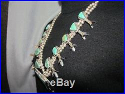 Al Yazzie Squash Blossom Necklace Burnham Turquoise and Sterling Silver