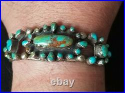 Amazing Navajo Native American Turquoise Cluster Cuff Bracelet 34.6 Grams