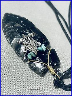 Amazing Navajo Turquoise Sterling Silver Toad Arrowhead Choker