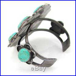 Amazing Old Pawn Navajo Sterling Silver Turquoise Cluster Cuff Bracelet G LL
