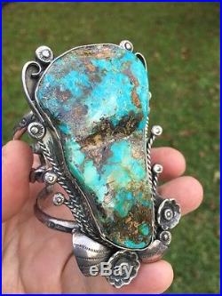 Amazing! Old Pawn Navajo Sterling Silver Turquoise Cuff Bracelet Size 6 Wrist