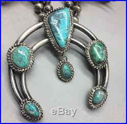 Amazing, Old Pawn, Sterling Silver & Stunning Turquoise Squash Blossom Necklace