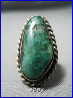 Amazing Vintage Navajo Cerrillos Turquoise Sterling Silver Ring Old