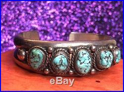 Antique Sterling Native American Old Pawn Cuff Bracelet Kingman Turquoise