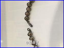 Antique Sterling Silver Native Turquoise Squash Blossom Necklace 25 Length