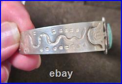 Antique Sterling Silver & Turquoise Navajo Cuff Bracelet Fred Harvey era
