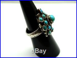 Antique Victorian Austro Hungarian Sterling Silver & Turquoise Ring c1900. F208F