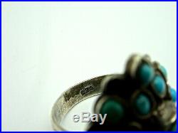 Antique Victorian Austro Hungarian Sterling Silver & Turquoise Ring c1900. F208F