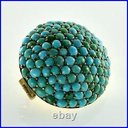 Antique Victorian Large Turquoise Pave Gilded Sterling Brooch Pin C 1860
