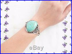Antique Vintage Native Navajo Pawn Sterling Silver Faux Turquoise Cuff Bracelet