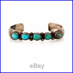 Antique Vintage Native Navajo Sterling Silver Royston Turquoise Cuff Bracelet