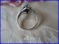 Antique vintage Sterling Silver Ring with Turquoise stone large size 10 or U