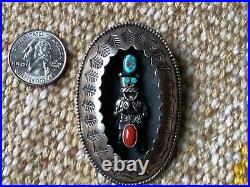 Apache Yaqui Michael Horse Lg Sterling Silver Kachina Pendant Turquoise Coral