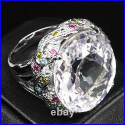 Aquamarine Aqua Blue Oval 42.20 Ct. 925 Sterling Silver Ring Sz 7 Jewelry Gift