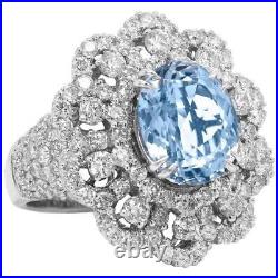 Aquamarine Oval Statement Ring Handmade Luxury High Jewelry 925 Sterling Silver