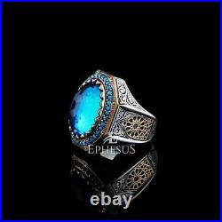 Aquamarine Ring Sterling Silver, Vintage Ring Silver, Handmade Turkish Ring