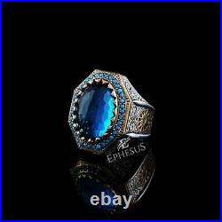 Aquamarine Ring Sterling Silver, Vintage Ring Silver, Handmade Turkish Ring