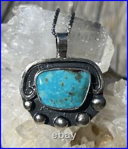 Arizona Kingman Turquoise Jewelry 925 Silver Handmade Pendant Necklace