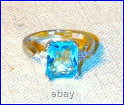Artisan Aquamarine Gem. 925 Silver Woman's Fine Solitaire Cocktail Ring Sz 8 New