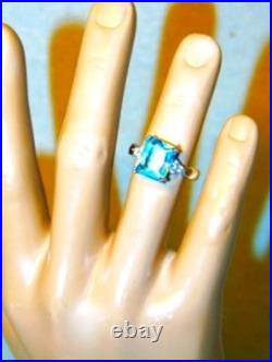 Artisan Aquamarine Gem. 925 Silver Woman's Fine Solitaire Cocktail Ring Sz 8 New
