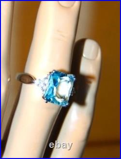 Artisan Aquamarine Gem. 925 Silver Woman's Fine Solitaire Cocktail Ring Sz 8 New