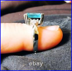 Artisan Aquamarine Gem. 925 Silver Woman's Fine Solitaire Cocktail Ring Sz 8 New