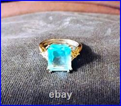 Artisan Aquamarine Gem. 925 Silver Woman's Fine Solitaire Cocktail Ring Sz 8 New