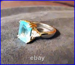 Artisan Aquamarine Gem. 925 Silver Woman's Fine Solitaire Cocktail Ring Sz 8 New