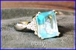 Artisan Aquamarine Gem. 925 Silver Woman's Fine Solitaire Cocktail Ring Sz 8 New
