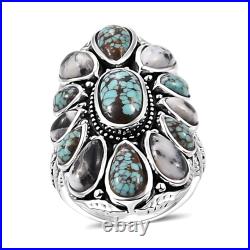 Artisan Crafted Blue Horizon Turquoise White Buffalo 10.10 Ring Silver Size 8